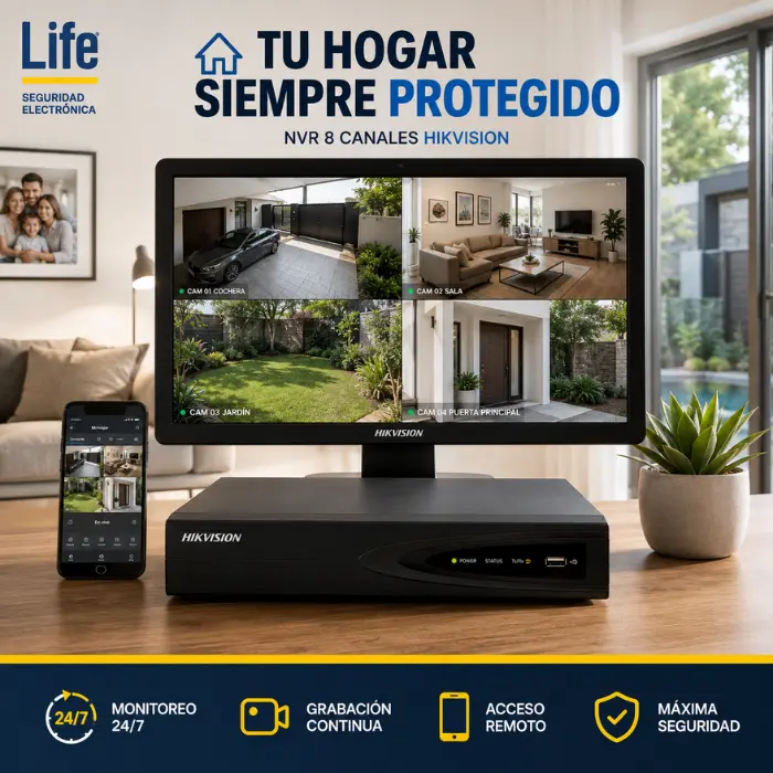 NVR 8 CAMARAS GRABADOR DIGITAL CAPACIDAD 1 DISCO DURO HIKVISION - Imagen 3