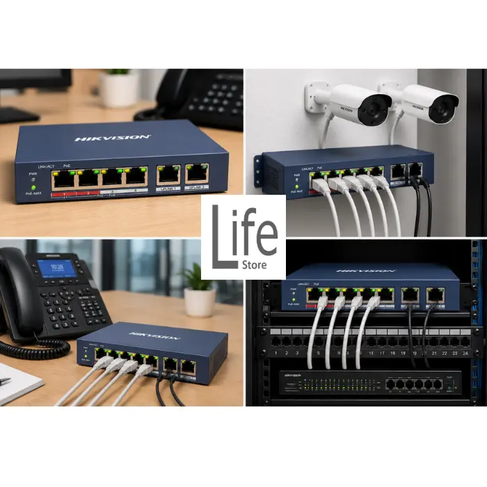 SWITCH 4P POE 2 UP LINK. 1P HIPOE 60W HIKVISION - Imagen 3