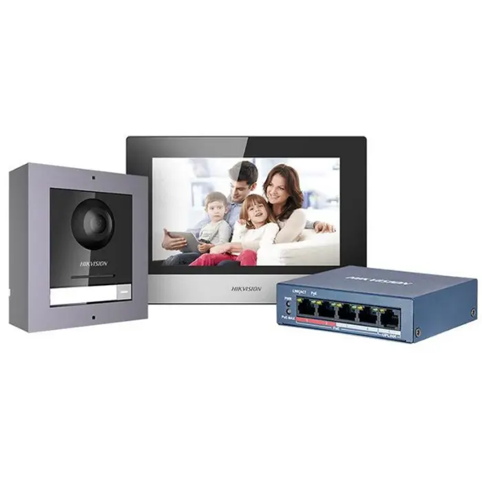 KIT VIDEO PORTERO CON MONITOR DS-KD8003 CAMARA DS-KH6320 SWITCH Y SD CARD