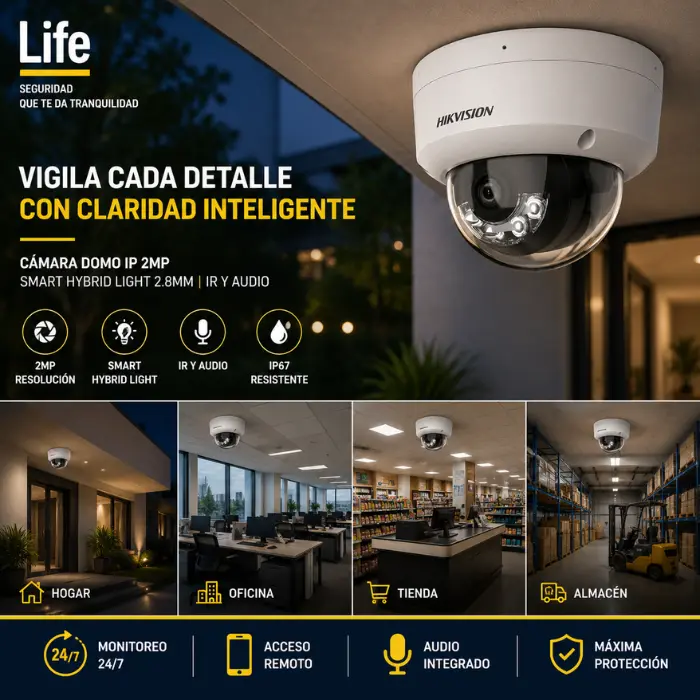 CAMARA DOMO IP 2MP SMART HYBRID LIGHT 2.8MM CON IR Y AUDIO - Imagen 3