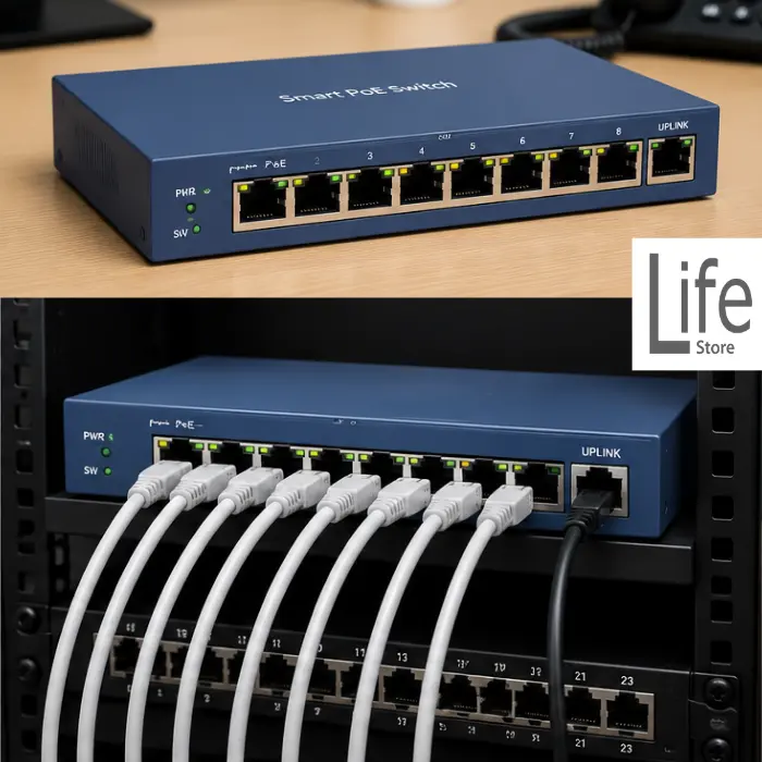 SMART SWITCH ADMIN 8 POE MIX 100M + 1 UP RJ45 GIGABITE - BAJO CONSUMO - Imagen 3