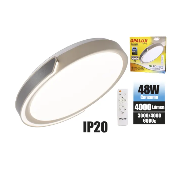 PLAFÓN CIRCULAR DECORATIVO OBERON "OPALUX" 48W 3CCT IP20