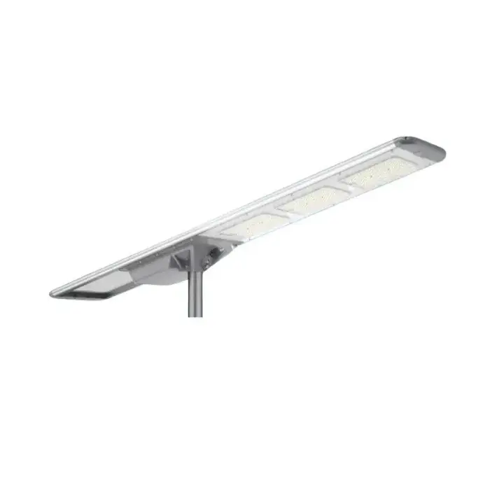 LUMINARIA SOLAR 150W PROFESIONAL MARCA "LIFE" ALUMINIO 210LM/W PANEL MONOCRISTALINO BATERIA LIFEPO4 IP66 IK09 CON SENSOR DE MOVIMIENTO 2.20x0.38MTS