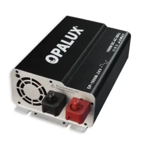 INVERSOR DE VOLTAJE 24V "OPALUX" DE ONDA MODIFICADA 1000W  INC. 2 FUSIBLES, 1 PAR DE CABLE R/N CON TERMINAL 60HZ