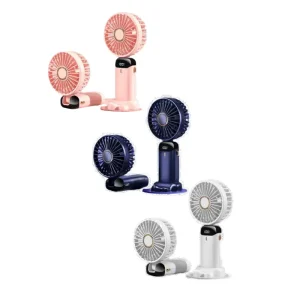 VENTILADOR RECARGABLE C/SOPORTE PARA CELULAR "OPALUX" BLANCO, 5 VELOCIDADES,CON DISPLAY DE BATERIA 4.5-8W 5V BATERIA 18650-3.7V 1200mAh, CARGA TIPO C MASTERX100