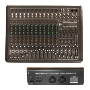 CONSOLA AMPLIFICADA 12 CANALES "BATBLACK" 2000W X 2 CANALES, 99 EFECTOS DSP/BLUETOOTH 5.0/DOBLE CONTROL EFECTOS/CONTROL INDEPENDIENTE MP3/2 EFECTOS, GROUP 1-2 STEREO L-R