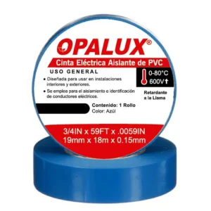 CINTA "OPALUX" AZUL AISLANTE ELECTRICA 20 MTS (SET 10PZ)