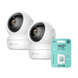 KIT 2 CAMARAS EZVIZ INTERIORES (2 MOVIMIENTO 2MB ) CON 2 MICRO SD 32GB