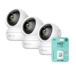 KIT 3 CAMARAS EZVIZ INTERIORES (3 MOVIMIENTO 2MB ) CON 3 MICRO SD 32GB