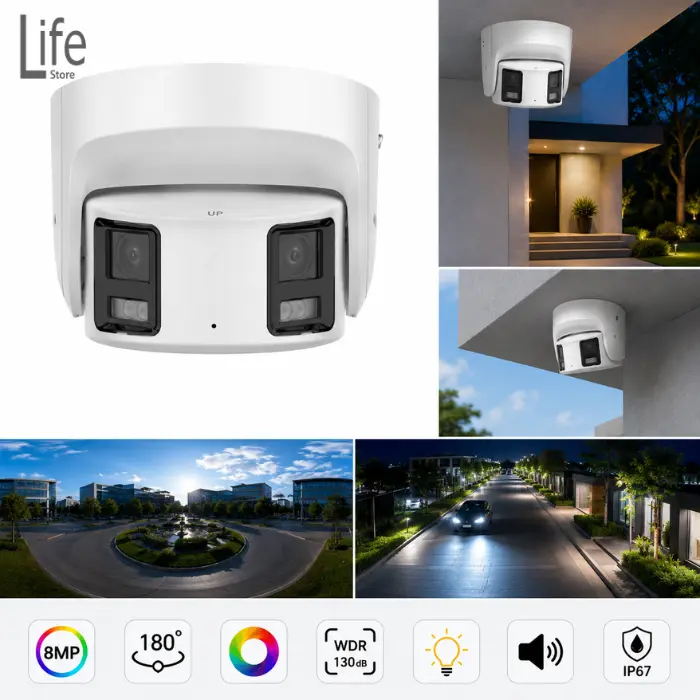 CAMARA TURRET IP 8MP PANORAMICA COLORVU2.0 SMART HYBRID LIGHT CON ALTAVOZ Y LUZ STROBO BLANCA - Imagen 3