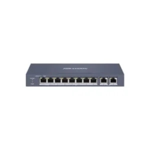 SWITCH 8 PUERTOS POE SMART ADMINISTRABLE  MIX 100M + 2 UP RJ45 GIGABITE - 1° Y 2°P HI-POE HIKVISION