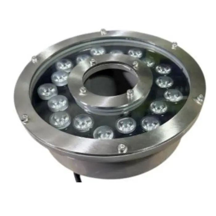 LUMINARIA SUBACUATICA EMPOTRABLE 24W IP68 IK08 RGB ACERO INOXIDABLE PARA PILETAS, PARQUES DE AGUA, PISCINA